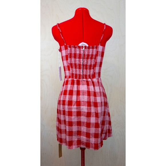 NWT Reformation "Huckleberry" Linen Dress in "Concha Check" - Picture 3 of 11